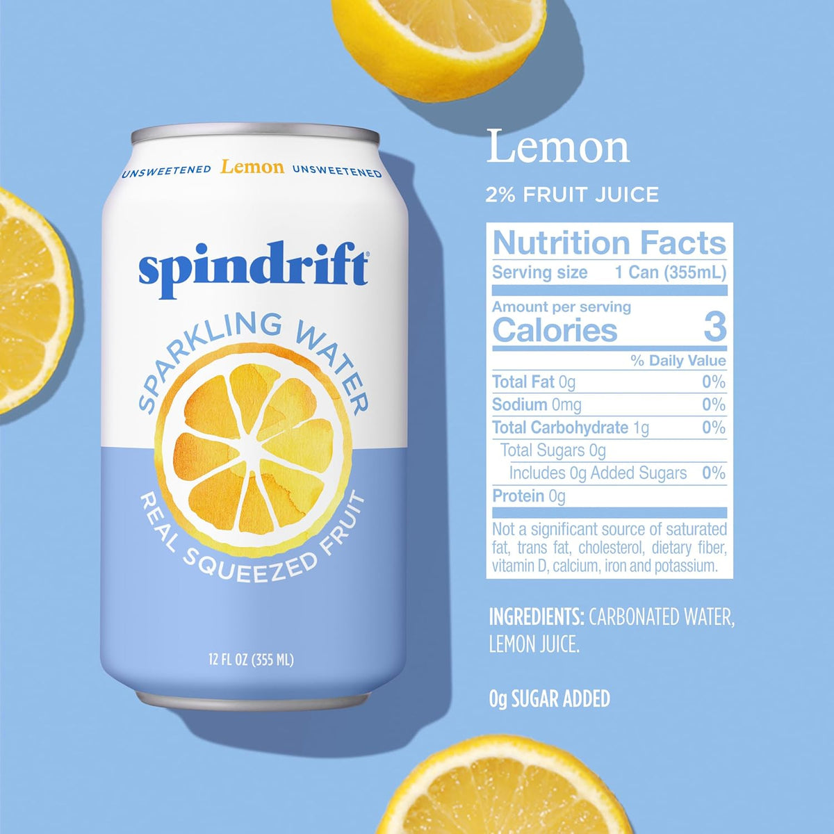 Spindrift sparkling water made with real squeezed lemon