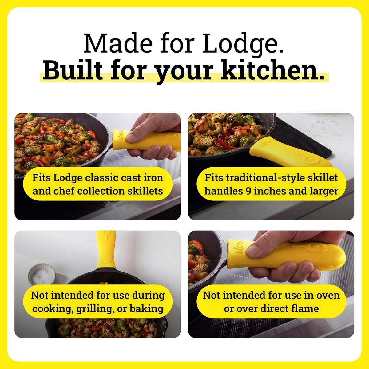 Flexible silicone handle sleeve for Lodge frying pans