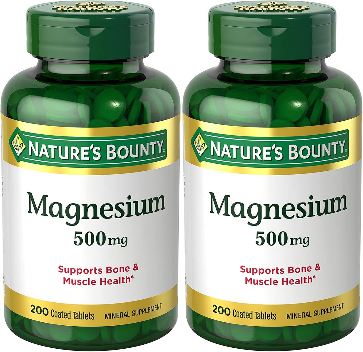 Nature's Bounty magnesium supplement tablets front label