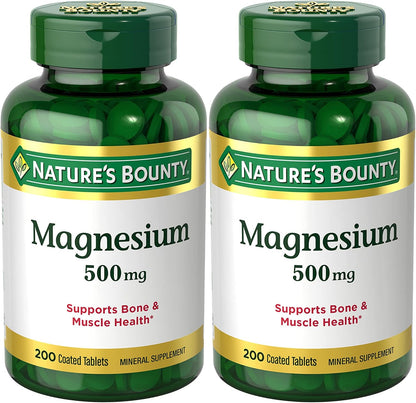 Nature's Bounty magnesium supplement tablets front label