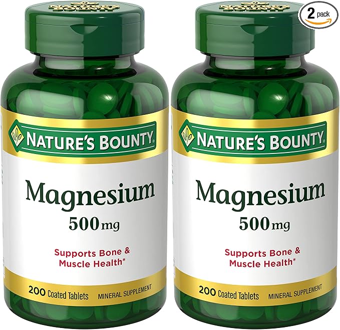 Nature's Bounty Magnesium 500mg 200 count bottle