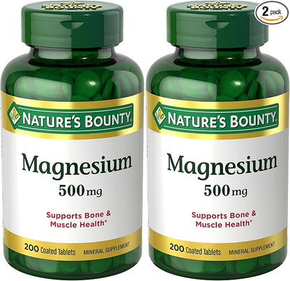 Nature's Bounty Magnesium 500mg 200 count bottle