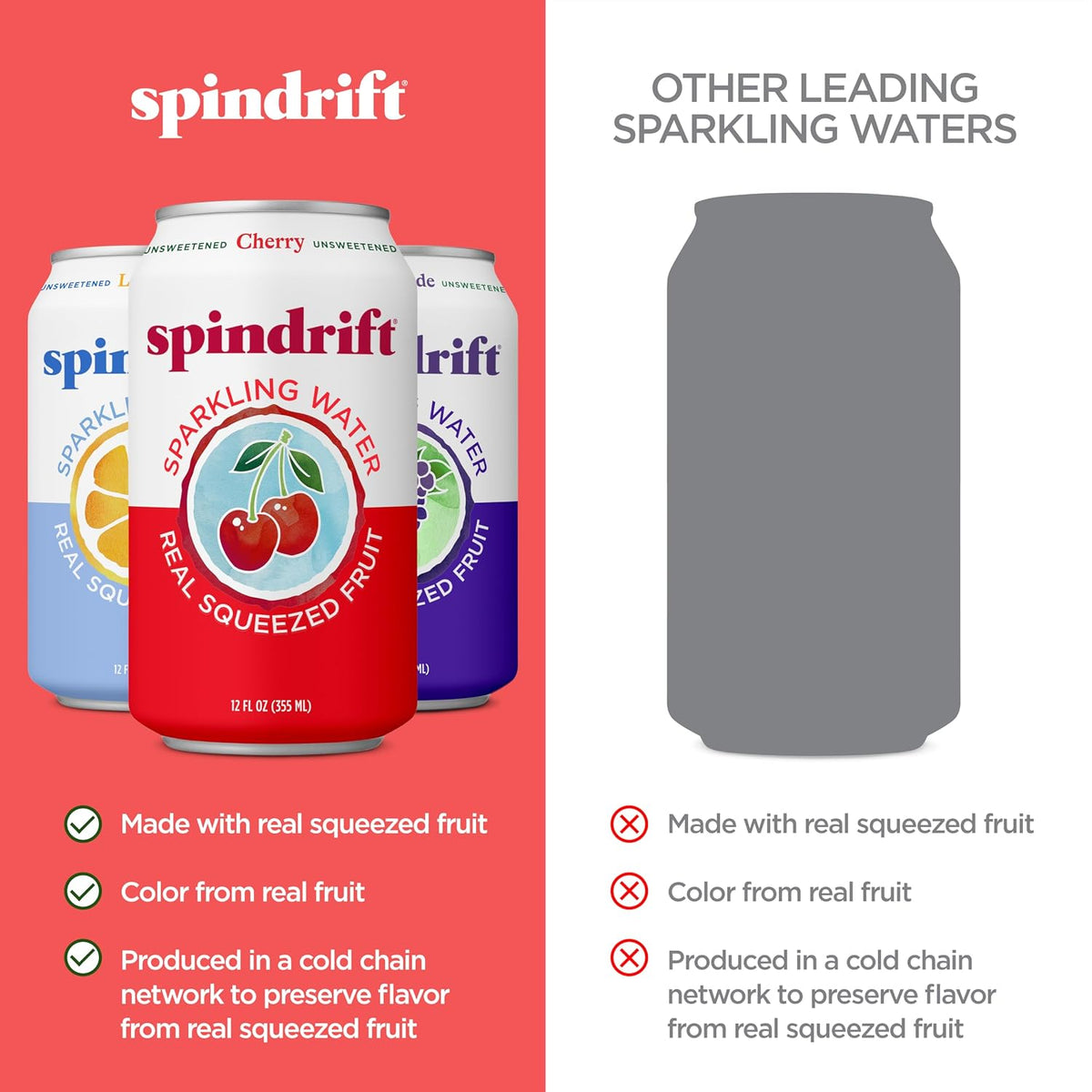 Spindrift sparkling water with lemon flavor