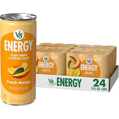V8 Energy Peach Mango 8 fl oz can front view