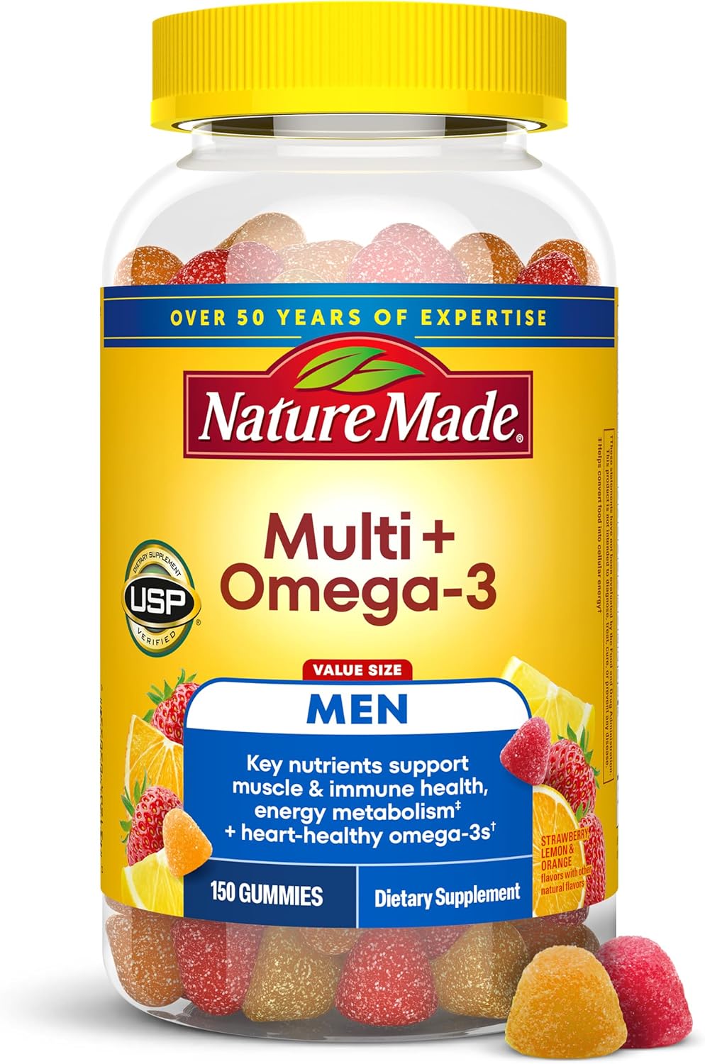 Nature Made Mens Multivitamin Gummies with Omega-3 front label