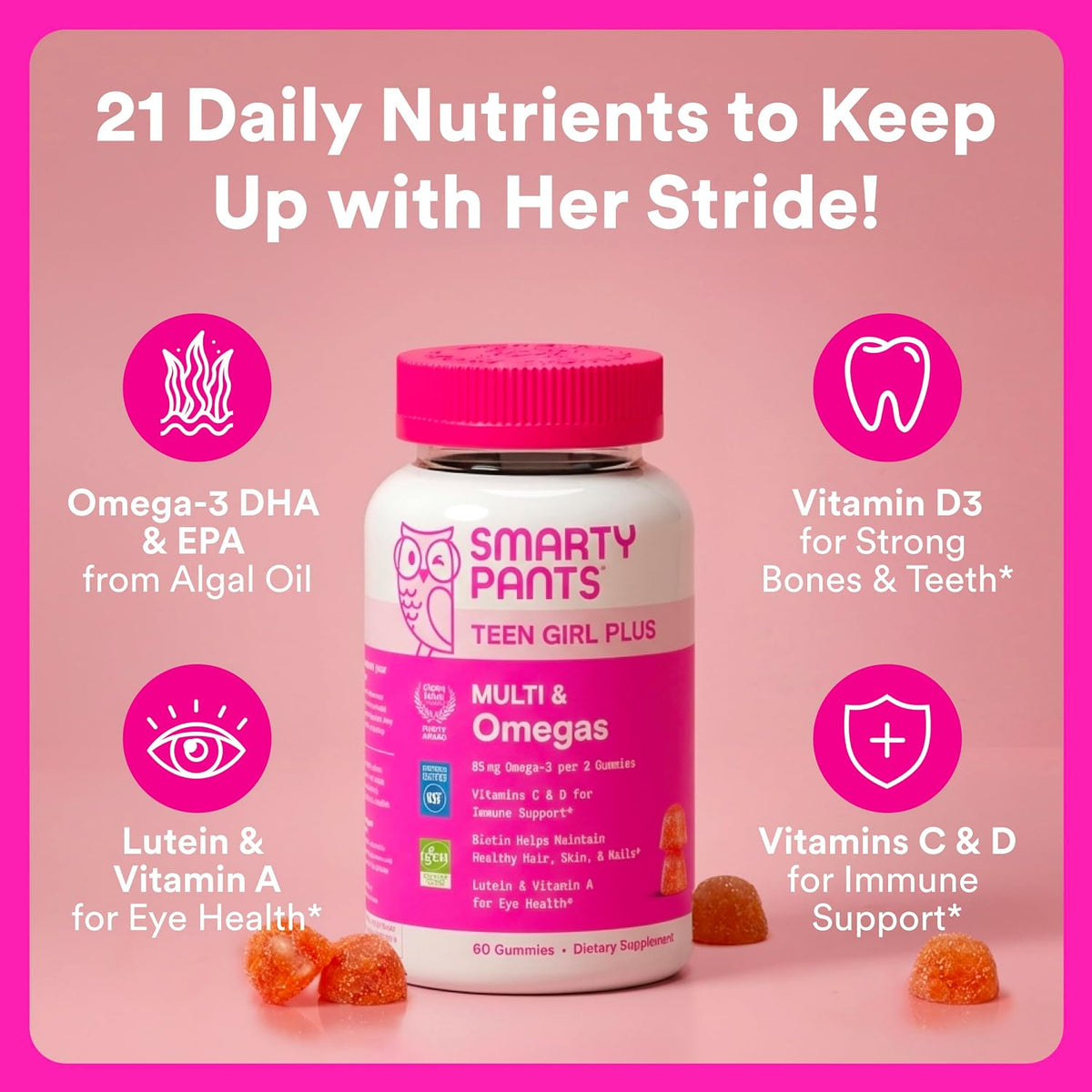 Teen girl multivitamin gummies 60 count bottle