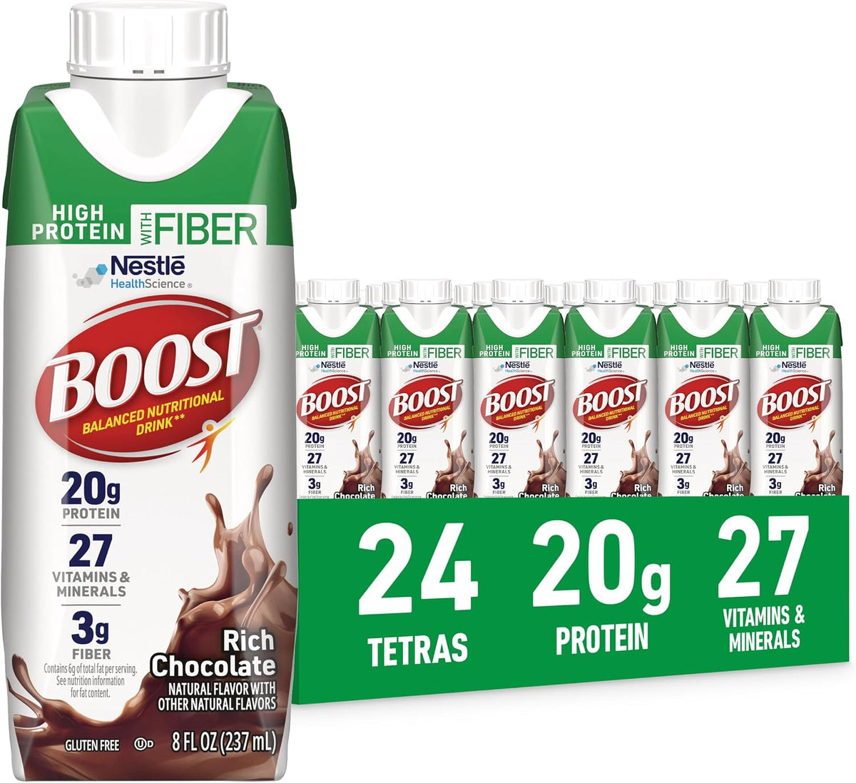 BOOST chocolate balanced nutritional shake bottles
