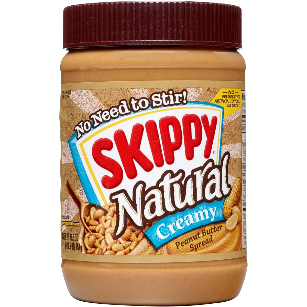 SKIPPY creamy peanut butter spread with plant based protein