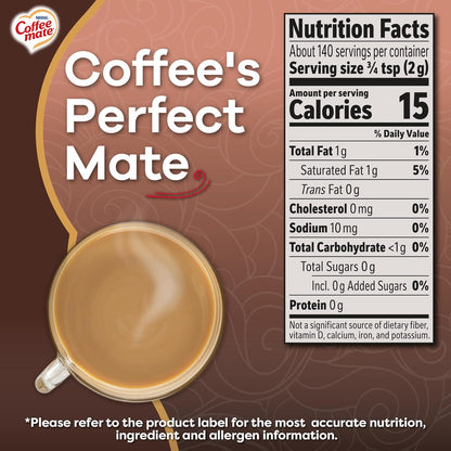 Chocolate creme non-dairy powdered coffee creamer container