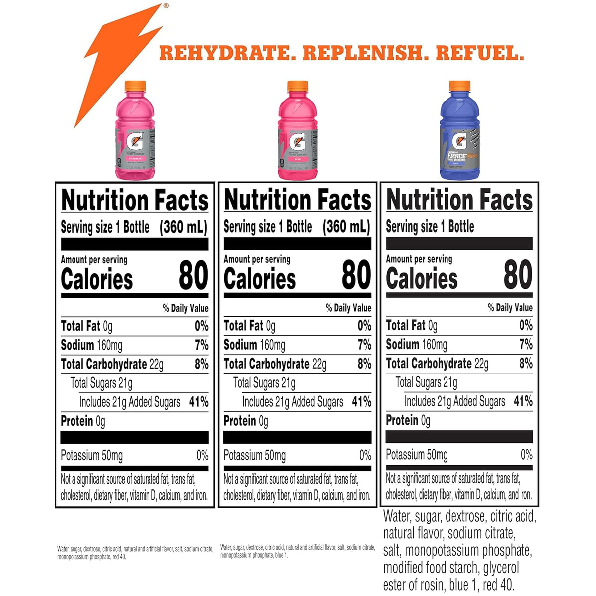 Gatorade grape berry and strawberry bottled drinks