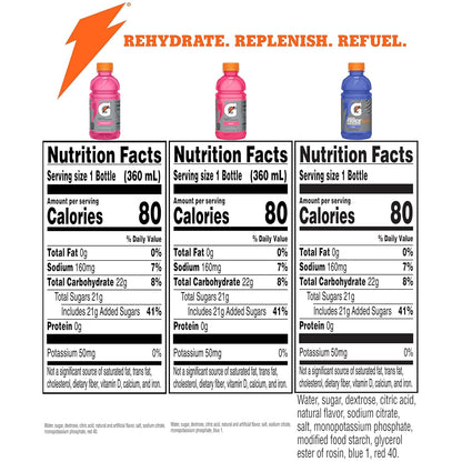 Gatorade grape berry and strawberry bottled drinks