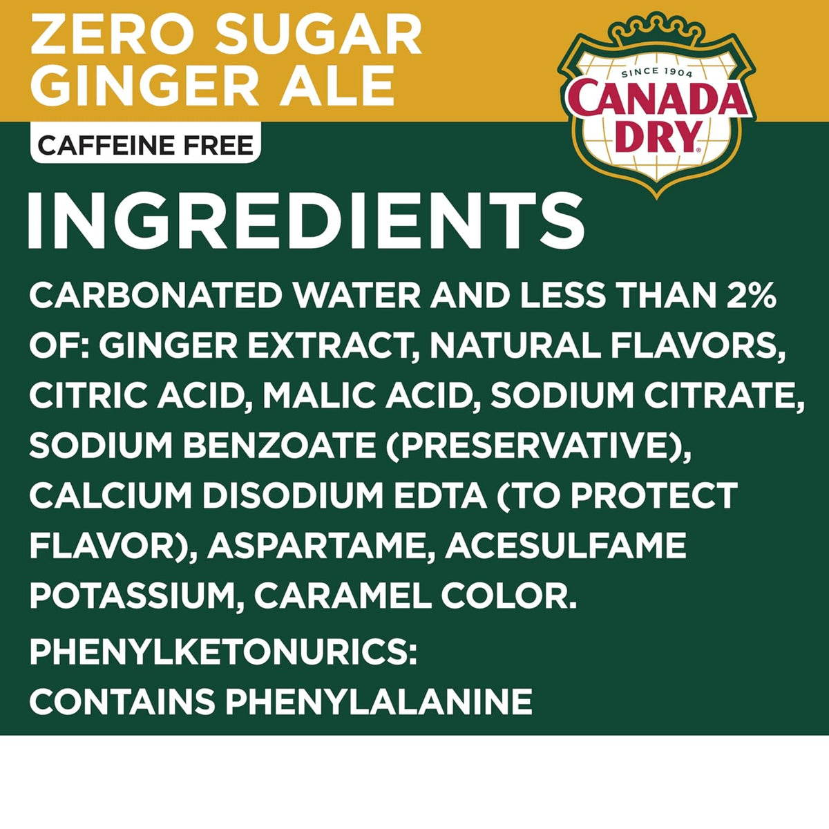 Caffeine free Canada Dry ginger ale cans
