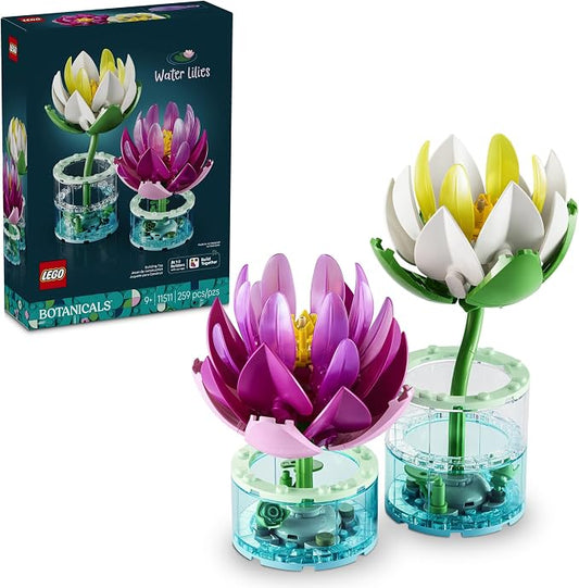 LEGO Botanicals Water Lilies building set with pink and white flowers