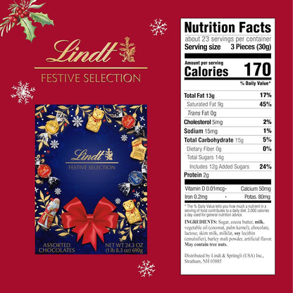 Individually wrapped Lindt milk white and dark chocolates