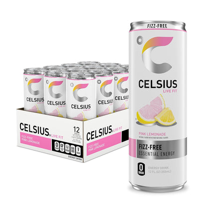 Sugar free CELSIUS pink lemonade energy drink can