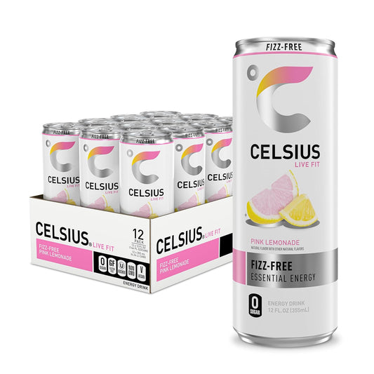Sugar free CELSIUS pink lemonade energy drink can