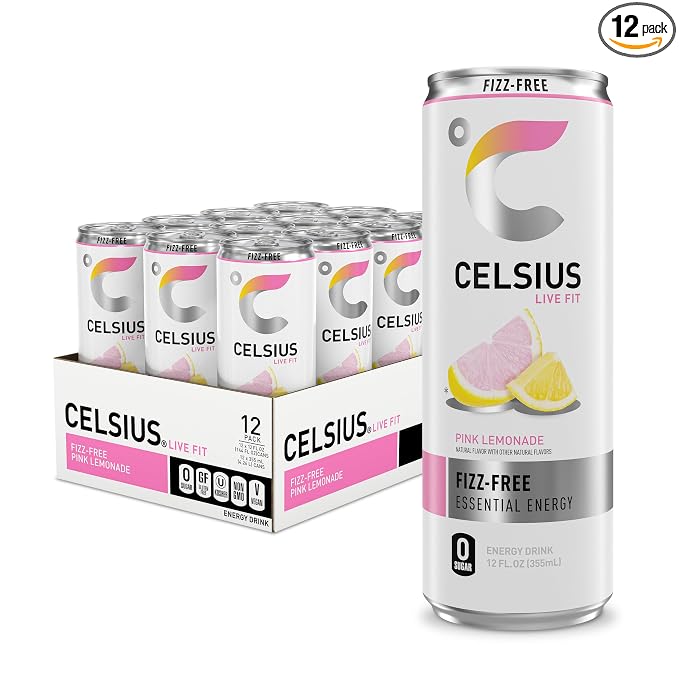 CELSIUS Fizz Free Pink Lemonade 12 pack cans