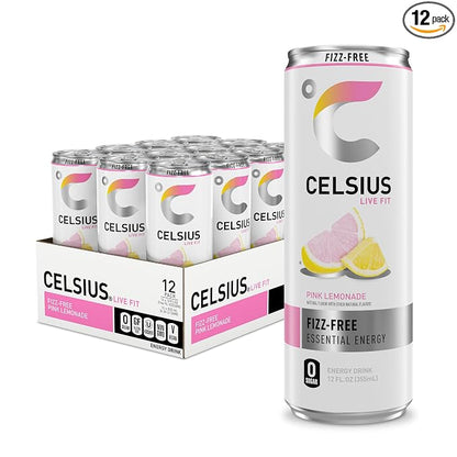 CELSIUS Fizz Free Pink Lemonade 12 pack cans