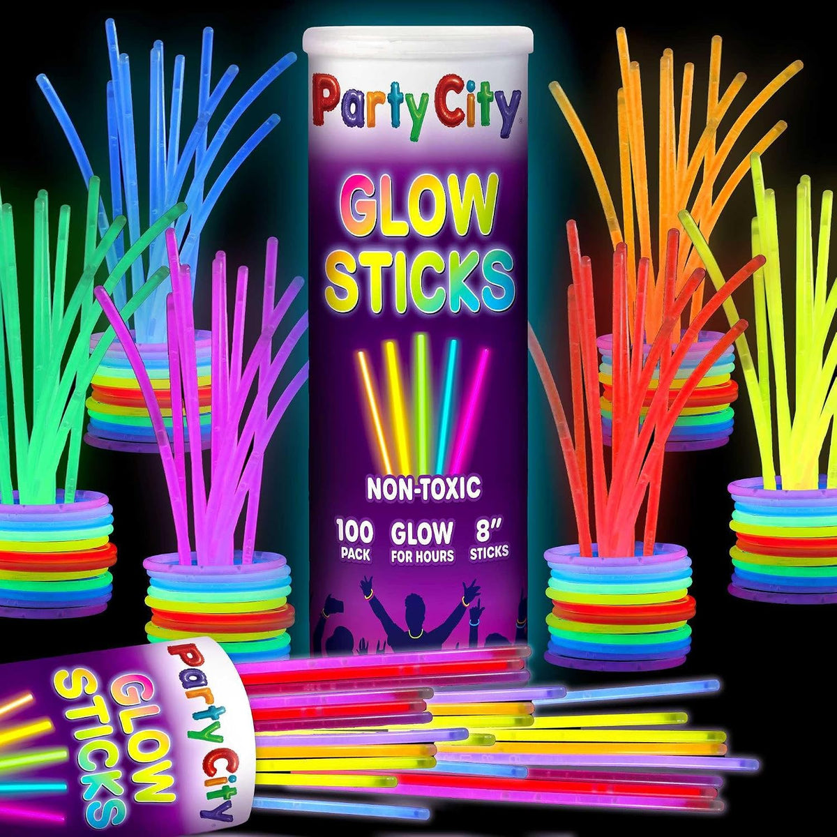 Neon glow sticks with connectors for bracelets and necklaces