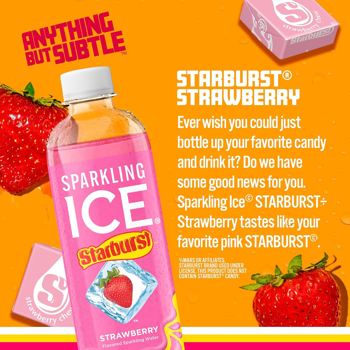 Low calorie Sparkling Ice strawberry beverage pack