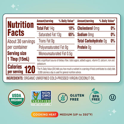 Nutiva non-GMO coconut oil for cooking and baking