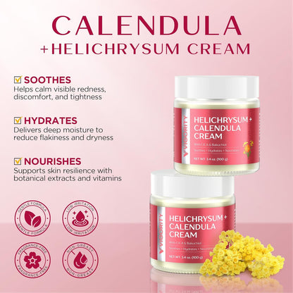Visit the Vigority Store — Vigority Calendula Cream: Soothes Calendula Cream for Mature, Thin & Fragile Skin with Helichrysum, Bakuchiol & CICA - Hydrates, Nourishes & Strengthens Skin Barrier - Non-greasy Fragrance Free 3.4oz