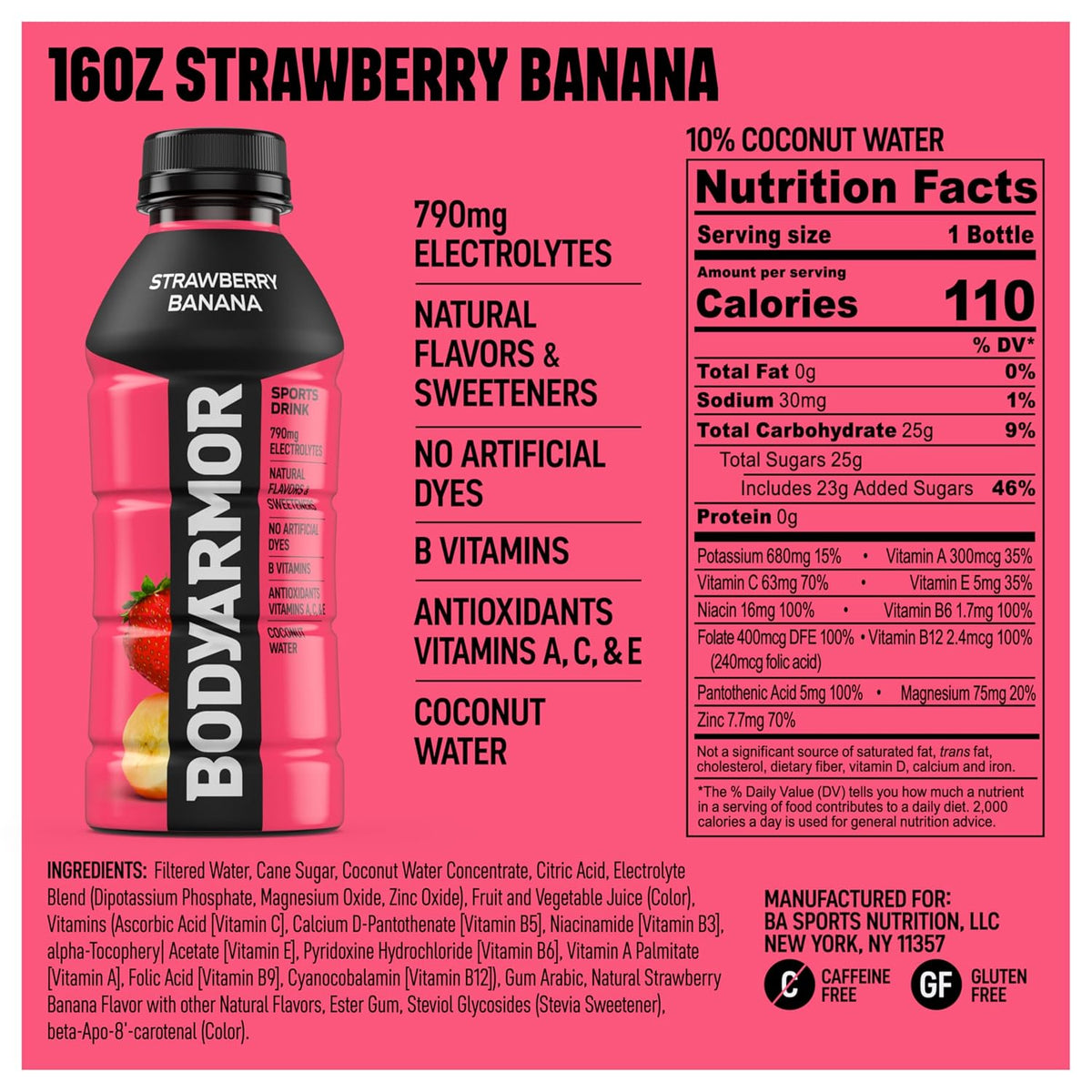 Strawberry Banana BODYARMOR sports beverage pack