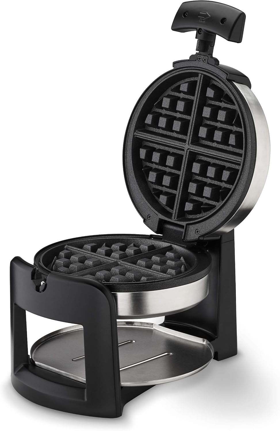 Stainless steel waffle iron for 1-inch Belgian waffles