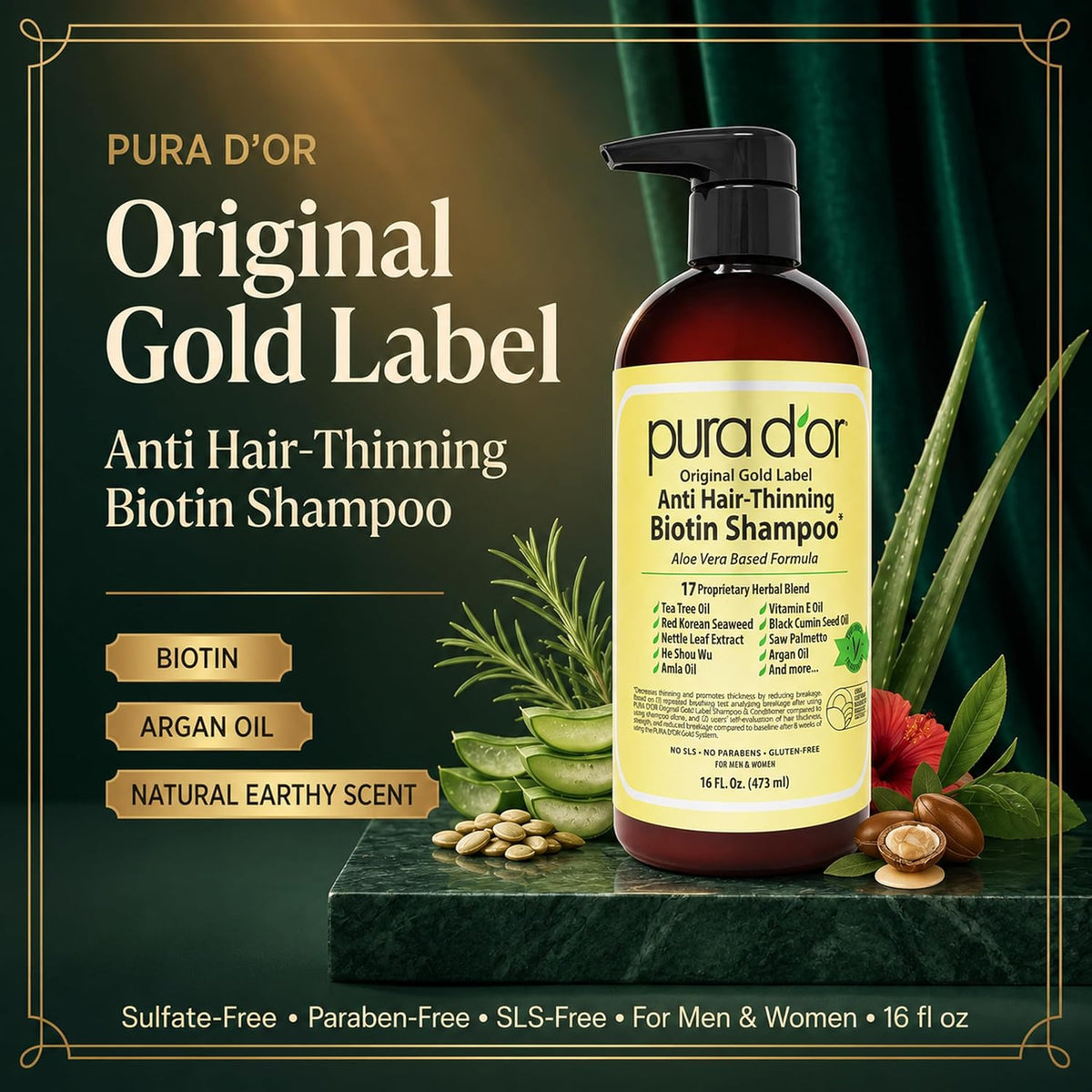 Sulfate-free PURA D'OR biotin shampoo