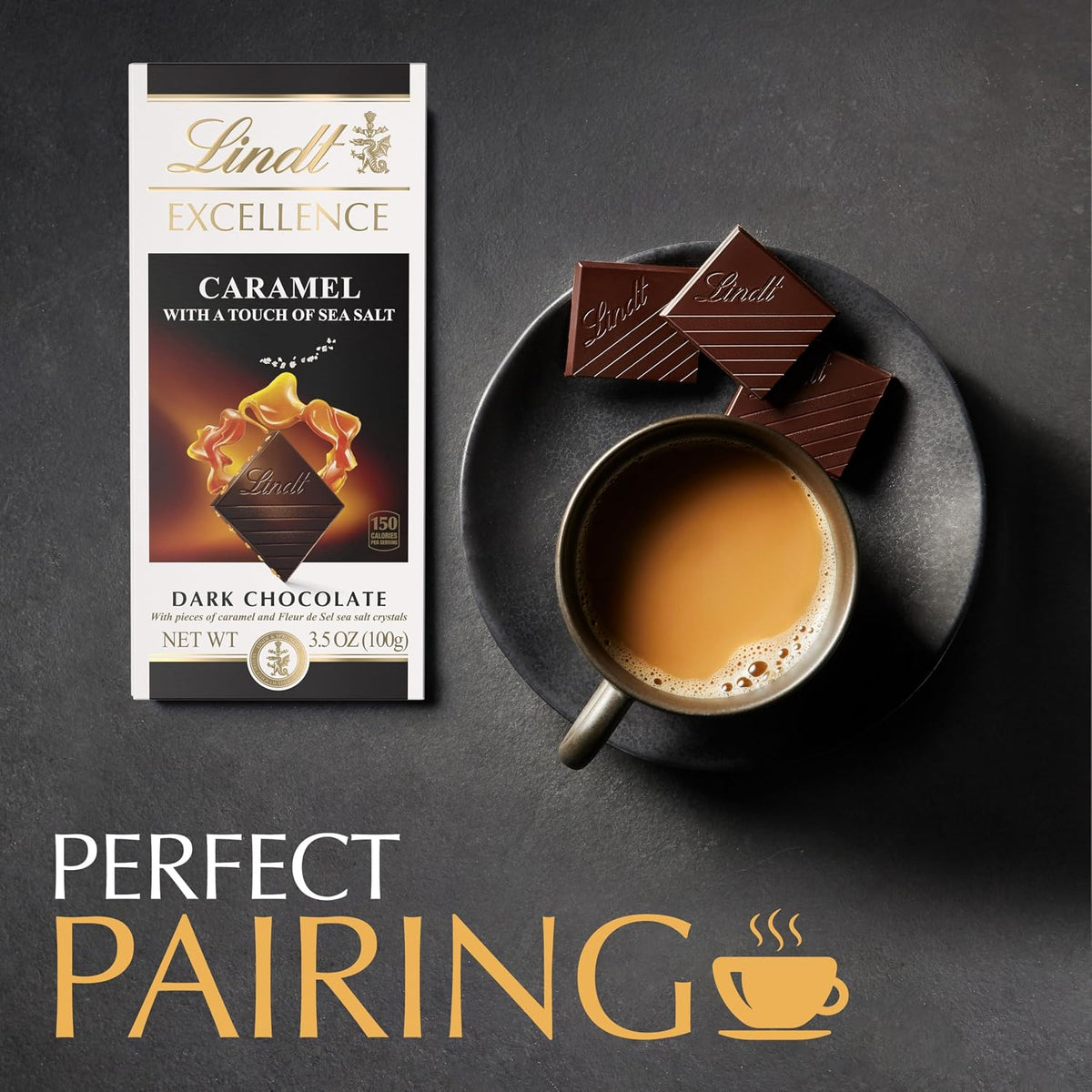 Lindt EXCELLENCE dark chocolate squares with caramel