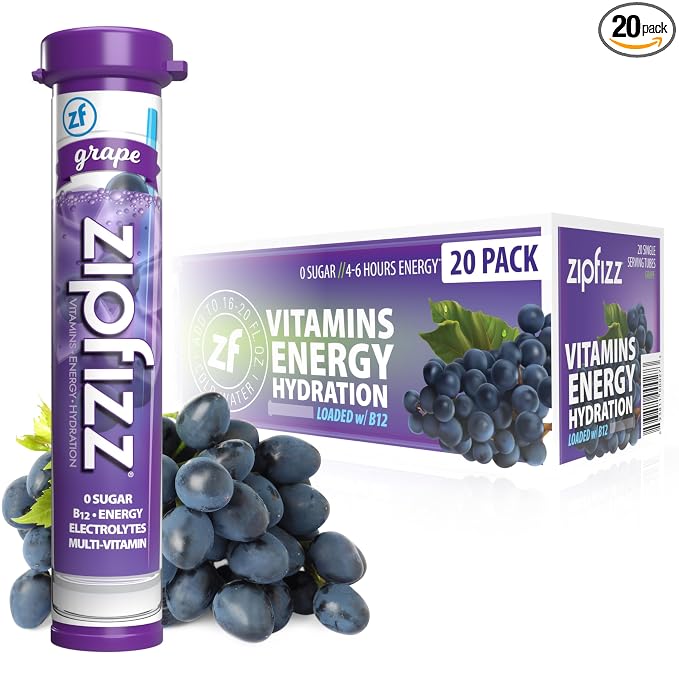 Zipfizz Grape Energy Drink Powder 20 pack