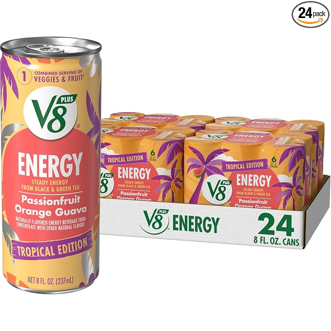 V8 +Energy Passionfruit Orange Guava 24 pack cans