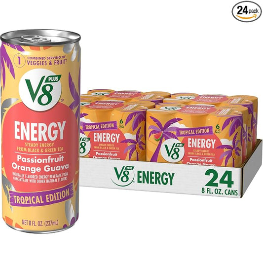 V8 +Energy Passionfruit Orange Guava 24 pack cans