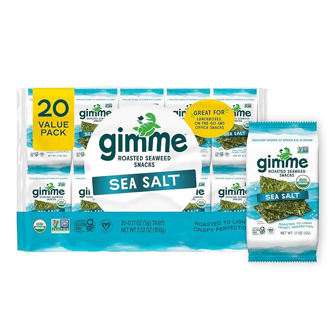 gimMe organic roasted seaweed snack sea salt 20 count