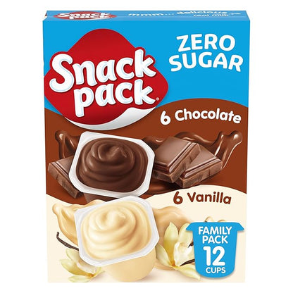 Snack Pack zero sugar chocolate and vanilla pudding cups 12 count