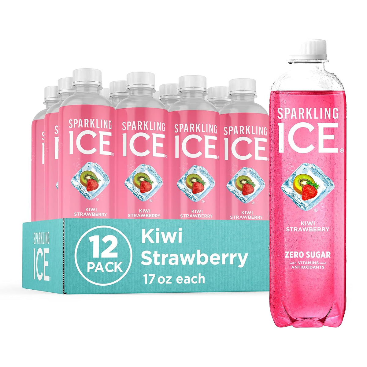 Sparkling Ice zero sugar kiwi strawberry flavored water
