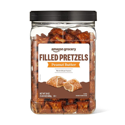 Peanut butter filled pretzels snack container