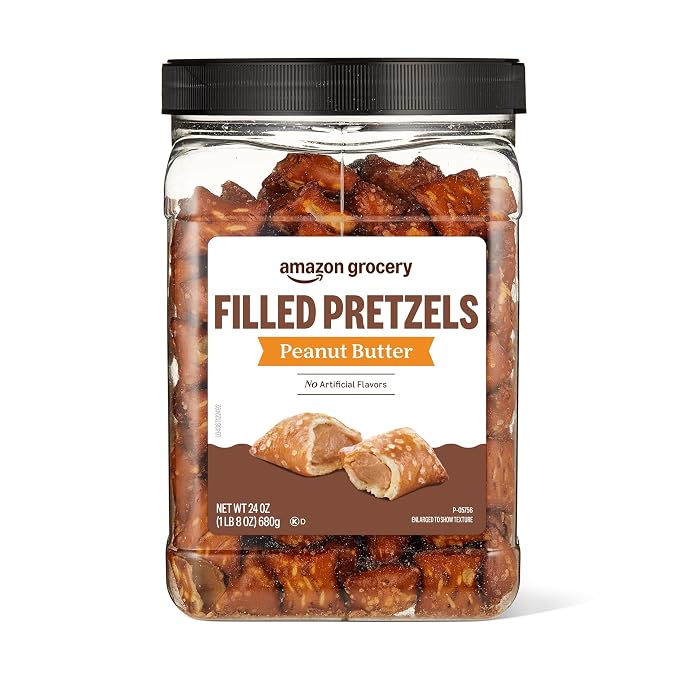 Amazon Grocery peanut butter filled pretzels 24 oz container