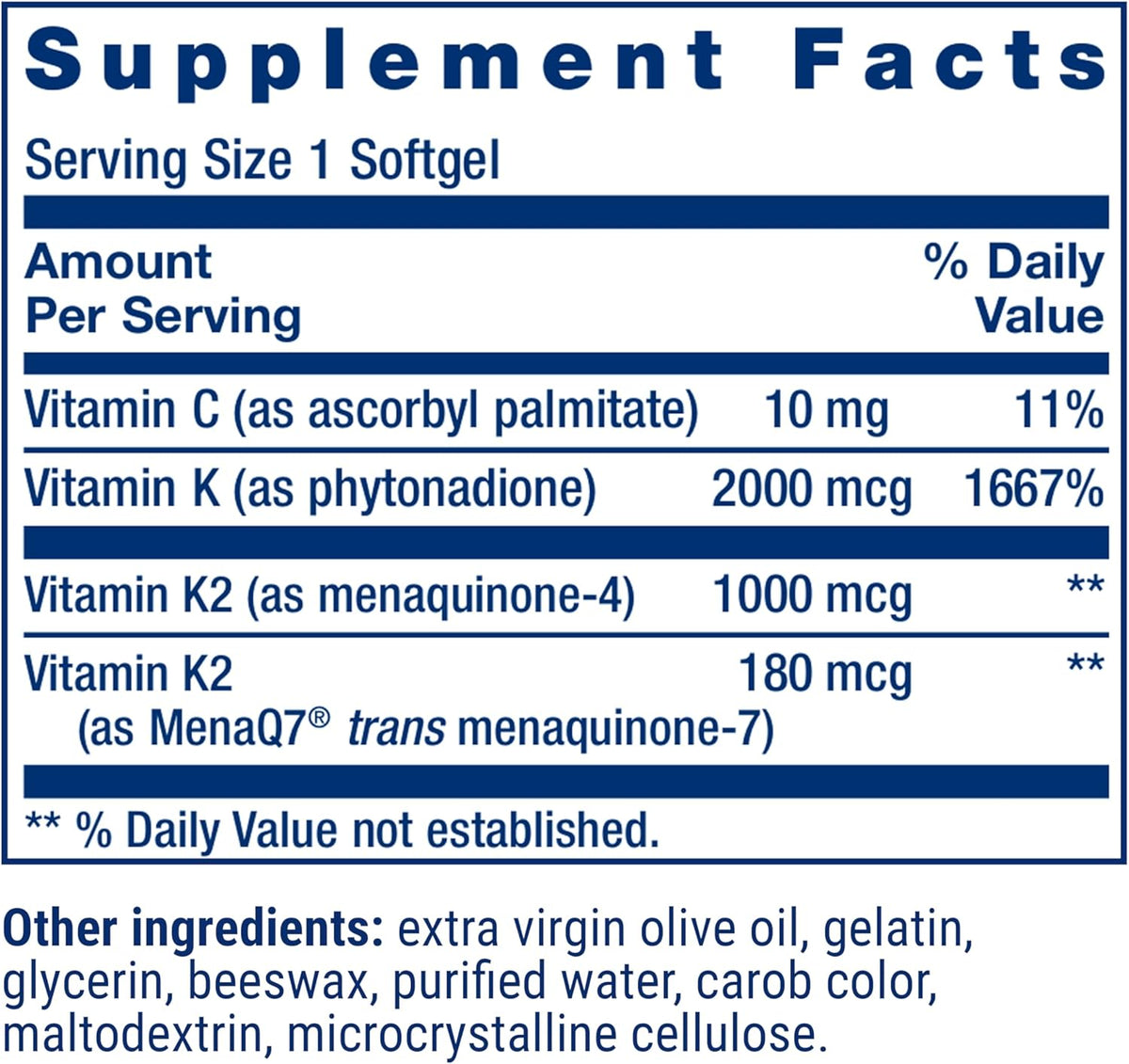 Vitamin K1 and K2 softgels by Life Extension