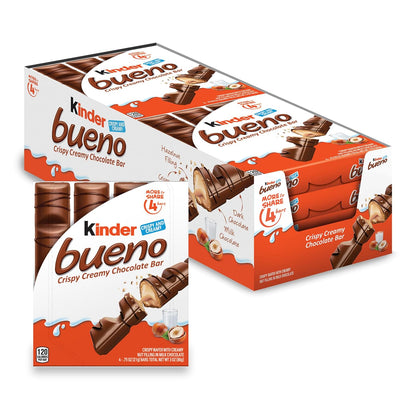 Full size Kinder Bueno hazelnut wafer candy bars