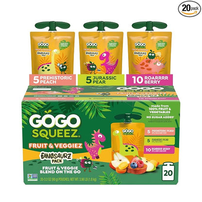 GoGo squeeZ Jurassic Fruit and VeggieZ applesauce 20 count box