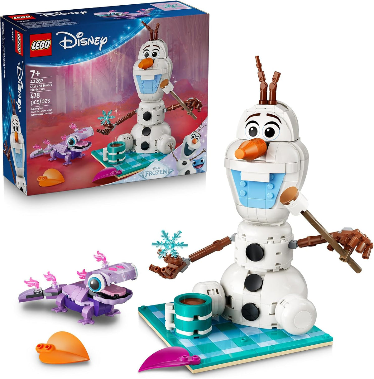 Olaf and Bruni LEGO Frozen playset with picnic blanket