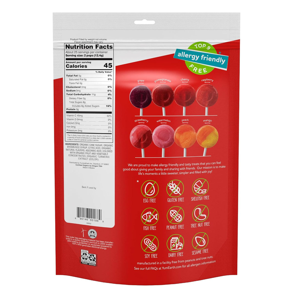 YumEarth gluten free vegan candy lollipops