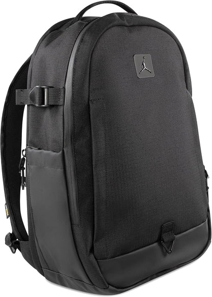 Nike black rectangular daypack backpack front view