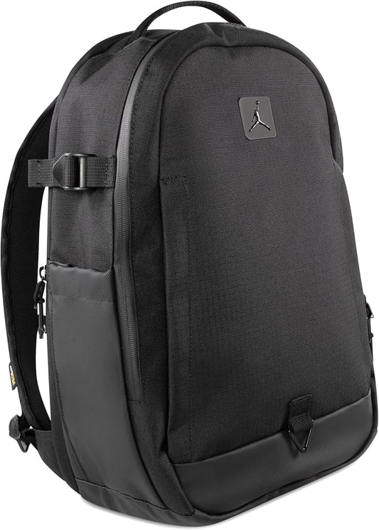 Nike black rectangular daypack backpack front view