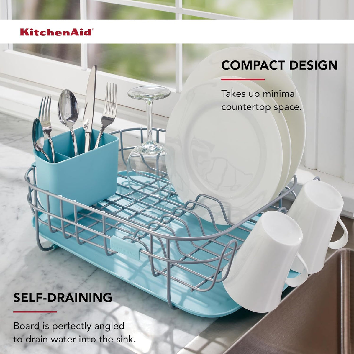 Rust resistant coated wire dish rack for countertops