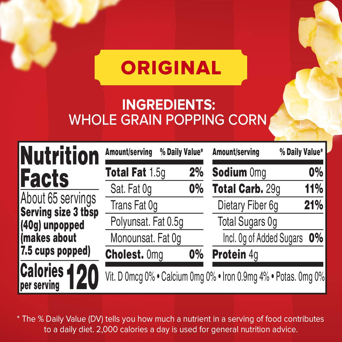 Orville Redenbacher's unpopped popcorn kernels package
