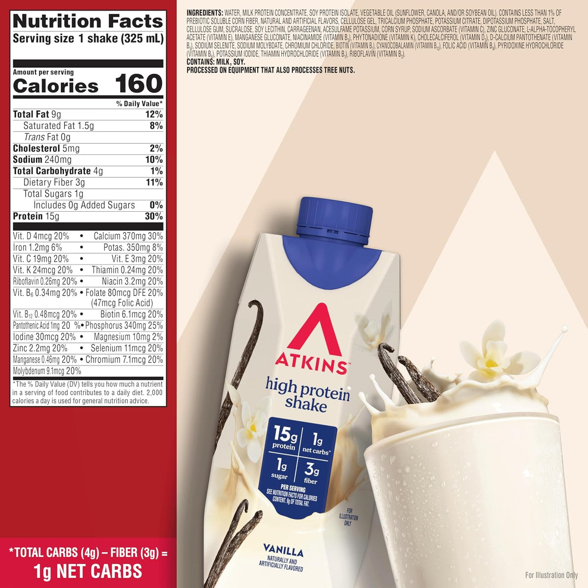 Atkins ready to drink vanilla protein shakes