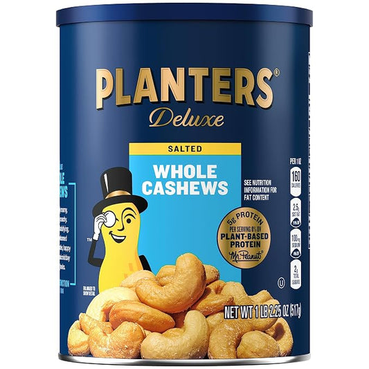 PLANTERS Deluxe Salted Whole Cashews 18.25 oz jar