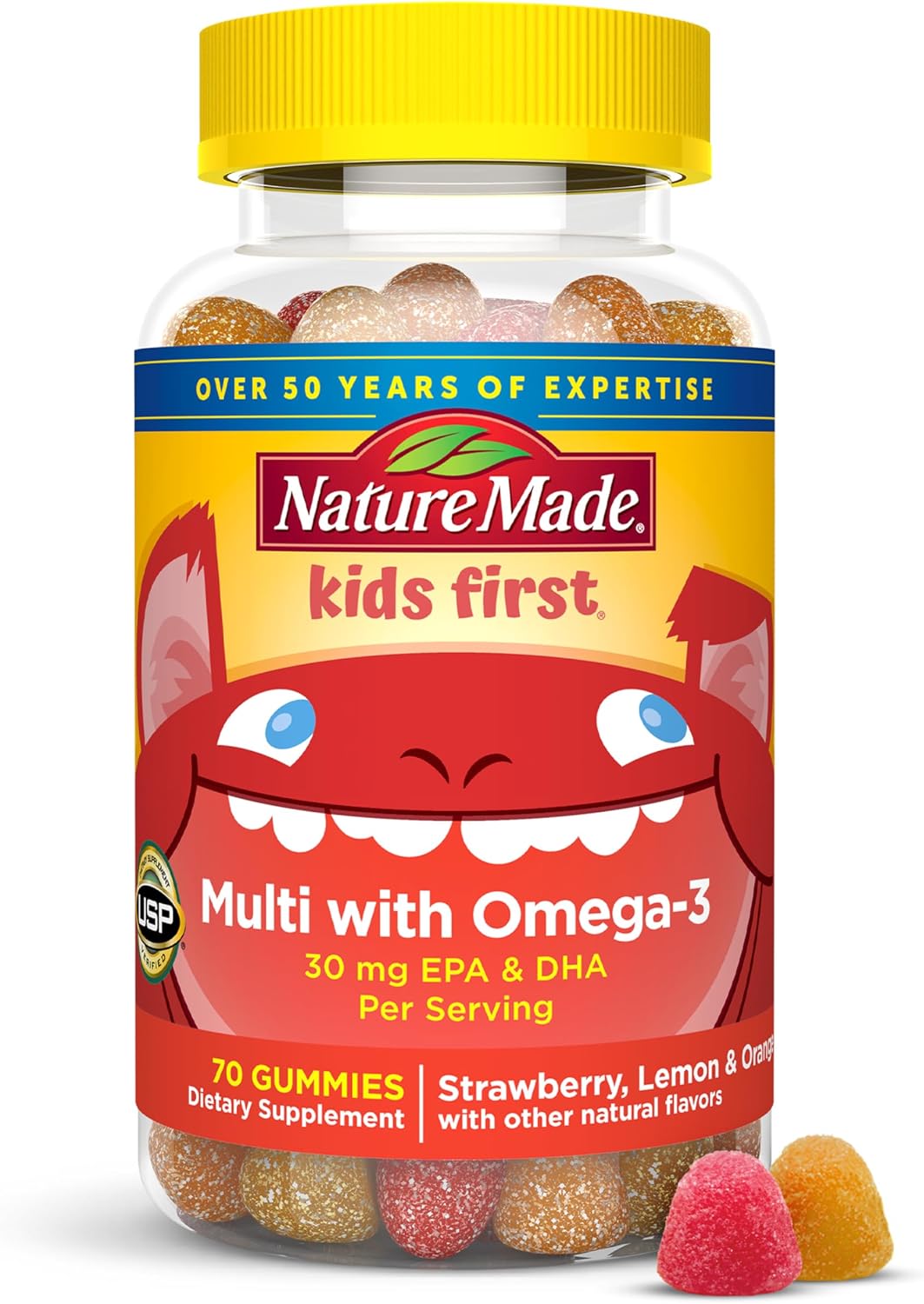 Nature Made kids omega-3 multivitamin gummies bottle